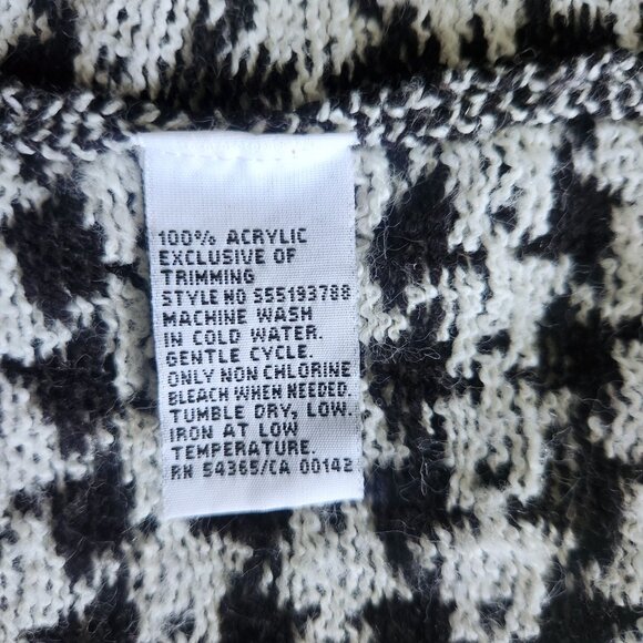 Alia Cardigan Sweater Womens XL Black and White Houndstooth Full Zip - Picture 7 of 8